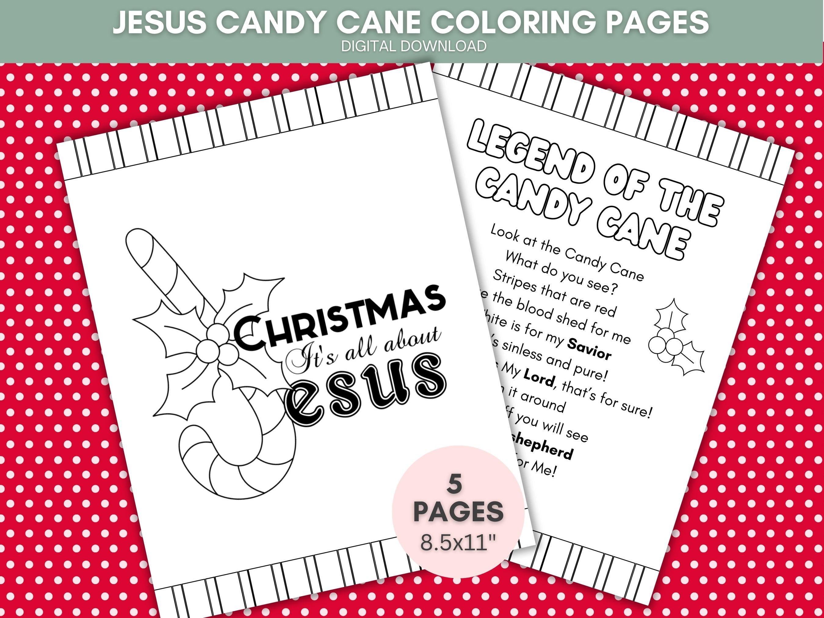 Jesus candy cane coloring sheets legend of the candy cane activity nativity coloring pages sunday school christmas activity instant download
