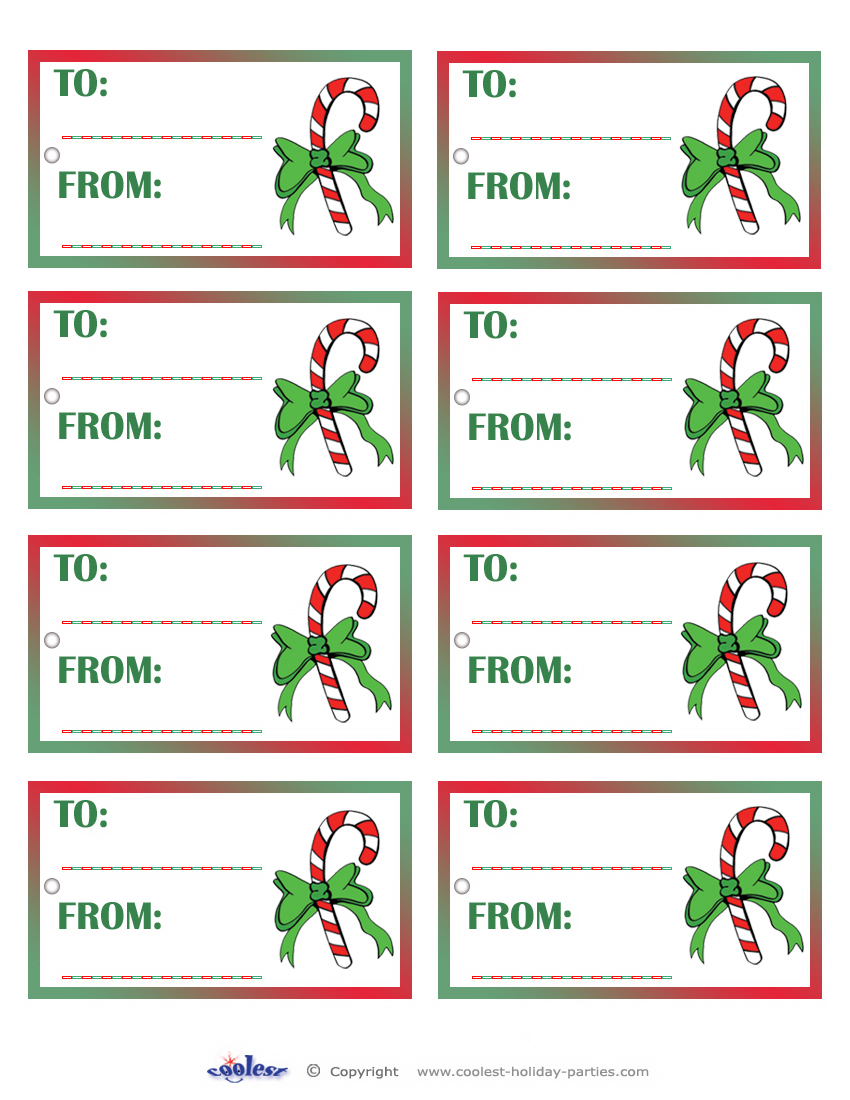 Printable colored candycane gift tags