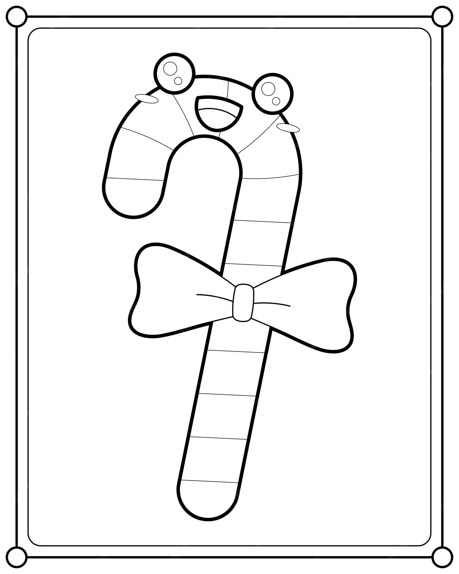 Premium vector kawaii candy canes suitable for childrens coloring page vector illustration