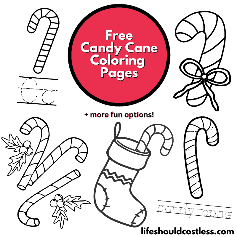 Candy cane coloring pages free printable pdf templates