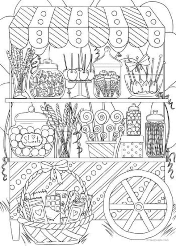 Candy shop printable adult coloring page from favoreads coloring book pages for adults and kids coloring sheets coloring designs