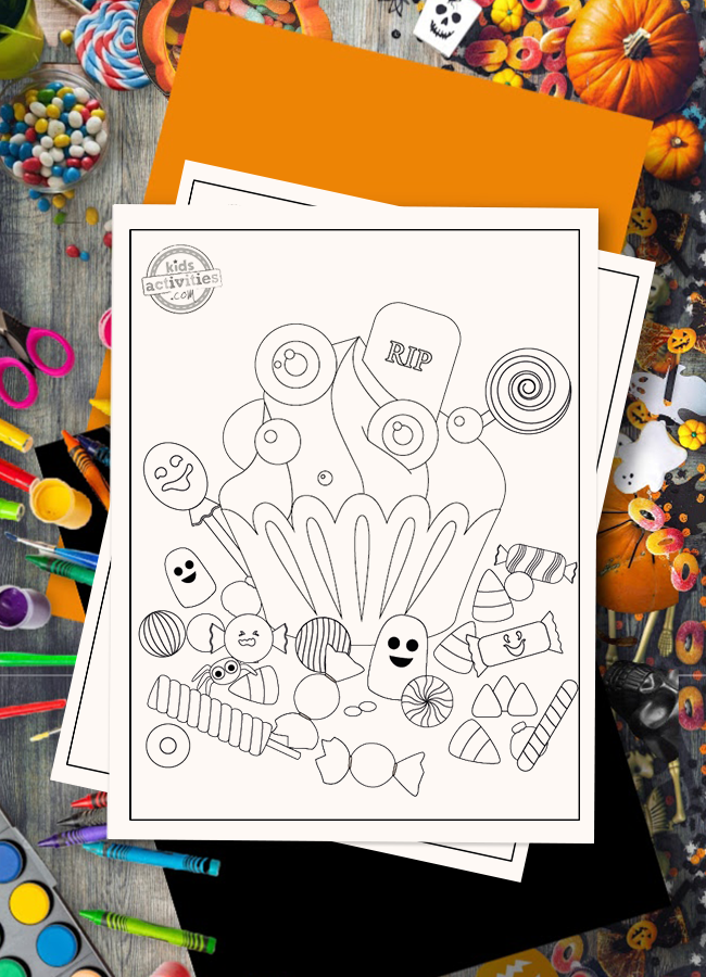 Free printable halloween candy coloring pages for kids