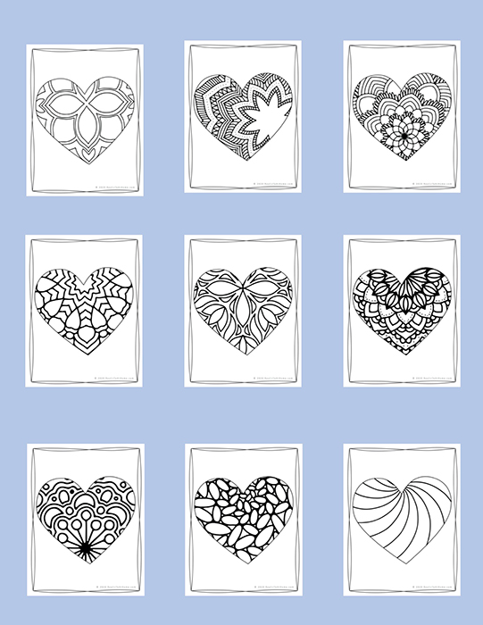 Printable valentine coloring book for kids and adults