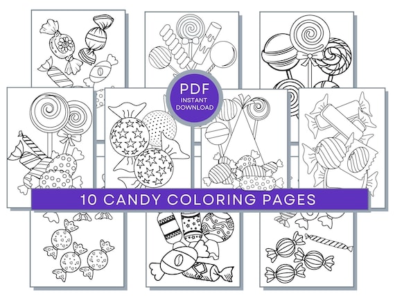 Candy coloring pages for kids printable candy coloring sheets lollipops coloring candy coloring book candy pdf candy activity pages