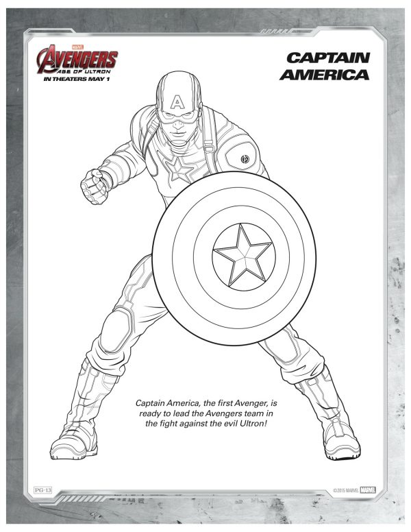Marvel avengers captain america coloring page