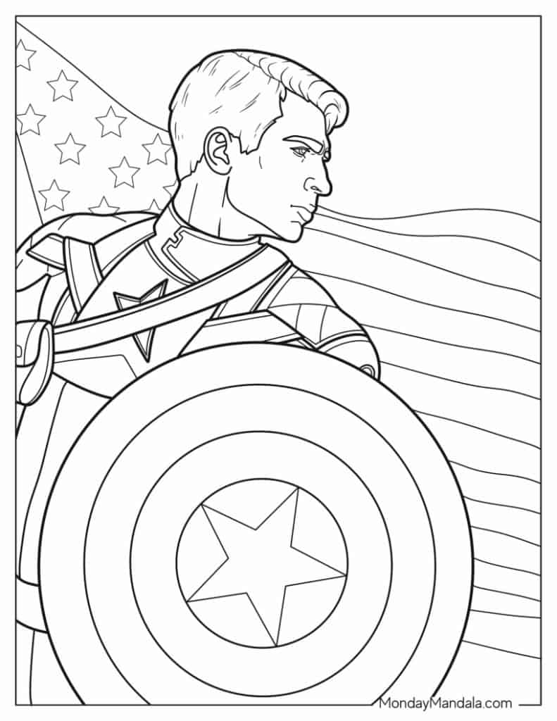 Captain america coloring pages free pdf printables