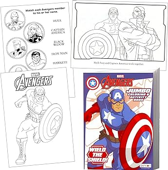 Ptain ameri coloring book with over ptain ameri civil war stickers bonus superhero sticker ptain ameri iron man hulk and more home