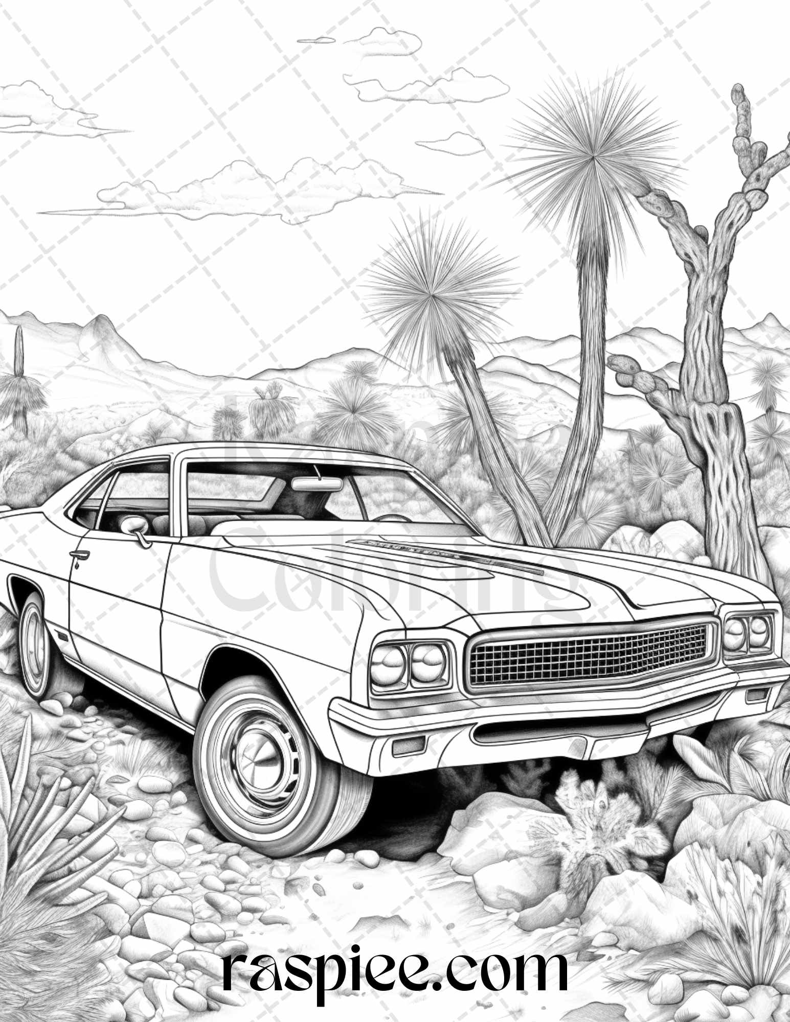 Vintage cars grayscale coloring pages printable for adults pdf fil â coloring