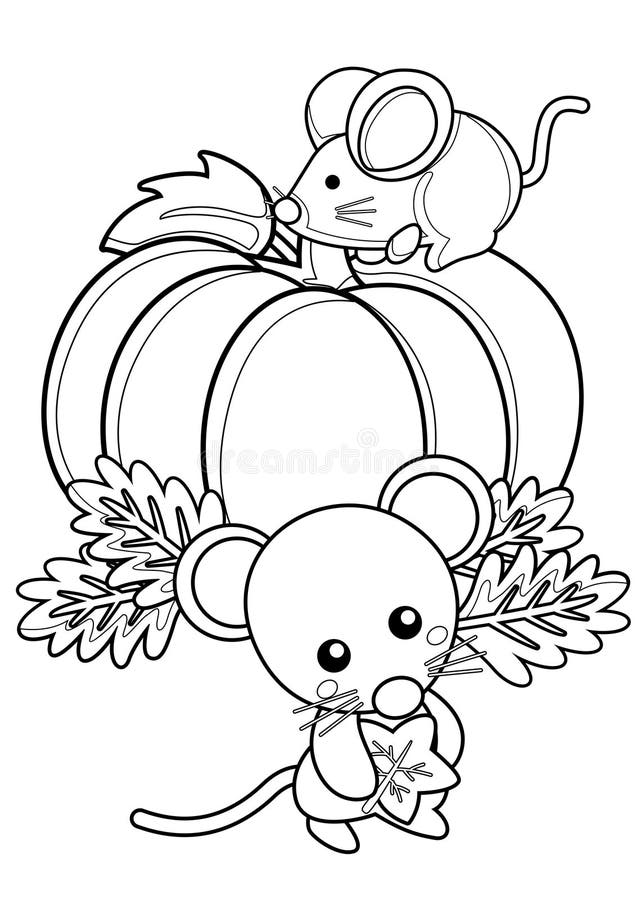 Cute mouse rat mice animals coloring pages a for kids and adult stock illustration