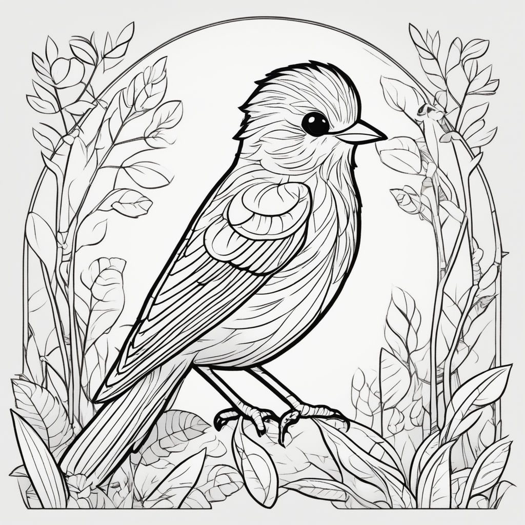 Clean coloring book illustration of a northern cardinal bird