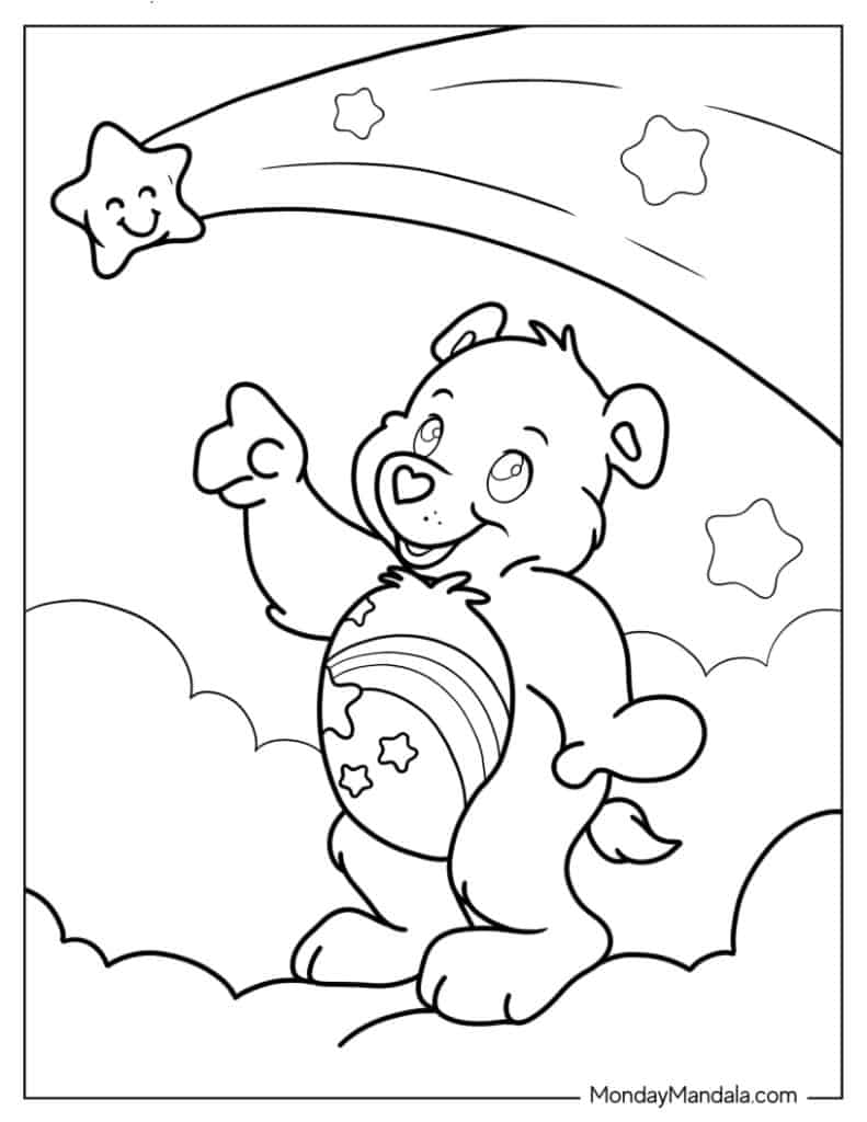 Care bears coloring pages free pdf printables