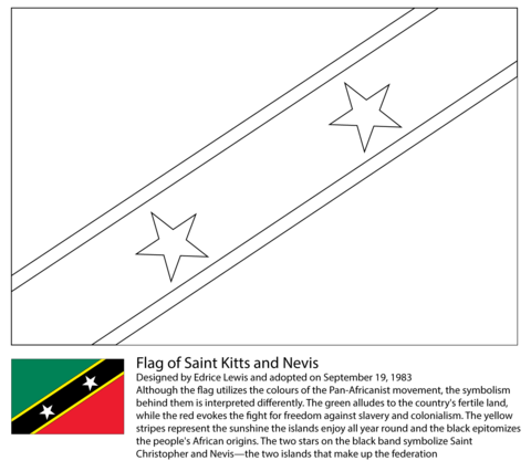 Flag of saint kitts and nevis coloring page free printable coloring pages