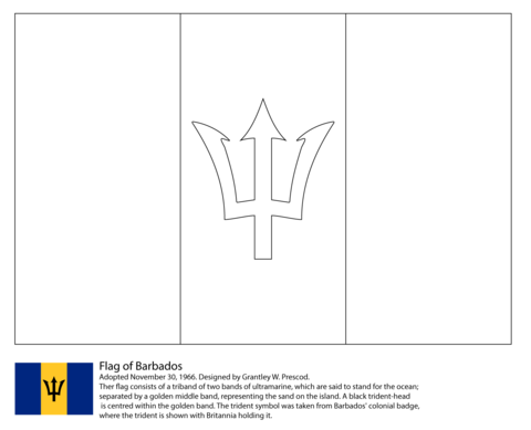 Flag of barbados coloring page free printable coloring pages