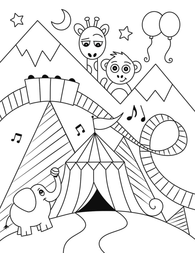 Free carnival coloring pages â the hollydog blog