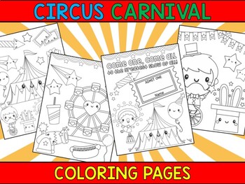 Circus carnival and birthday party coloring pages by teacher caffe