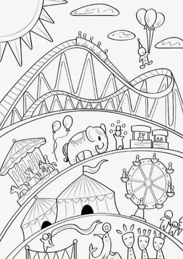 Free easy to print circus coloring pages