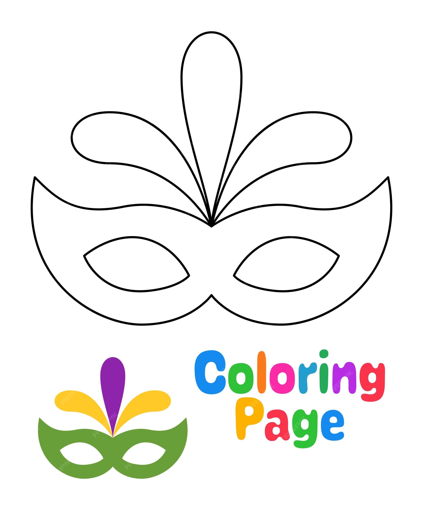 Premium vector coloring page with carnival mask for kids