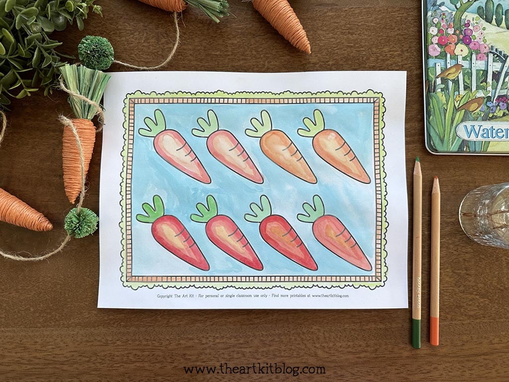 Free printable carrot coloring page kandinsky inspired art â the art kit