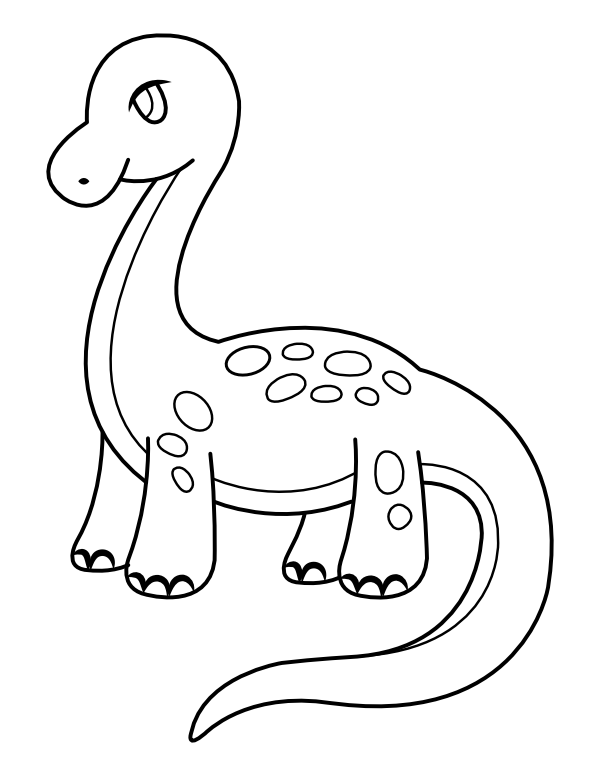 Printable cartoon diplodocus coloring page