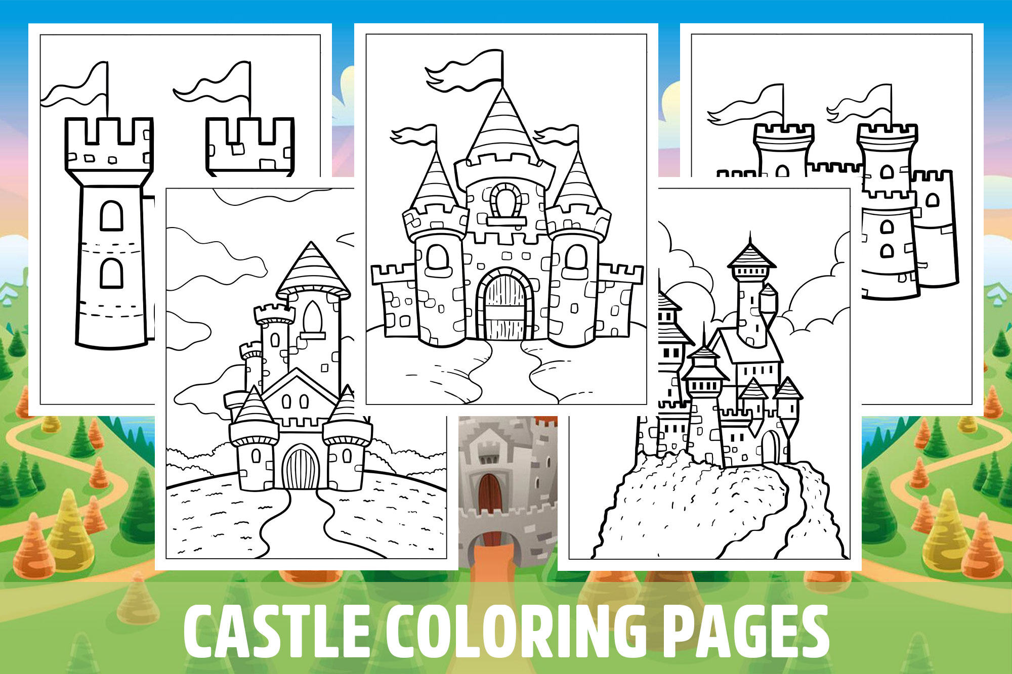 Castle coloring pages for kids girls boys teens birthday school activity made by teachers