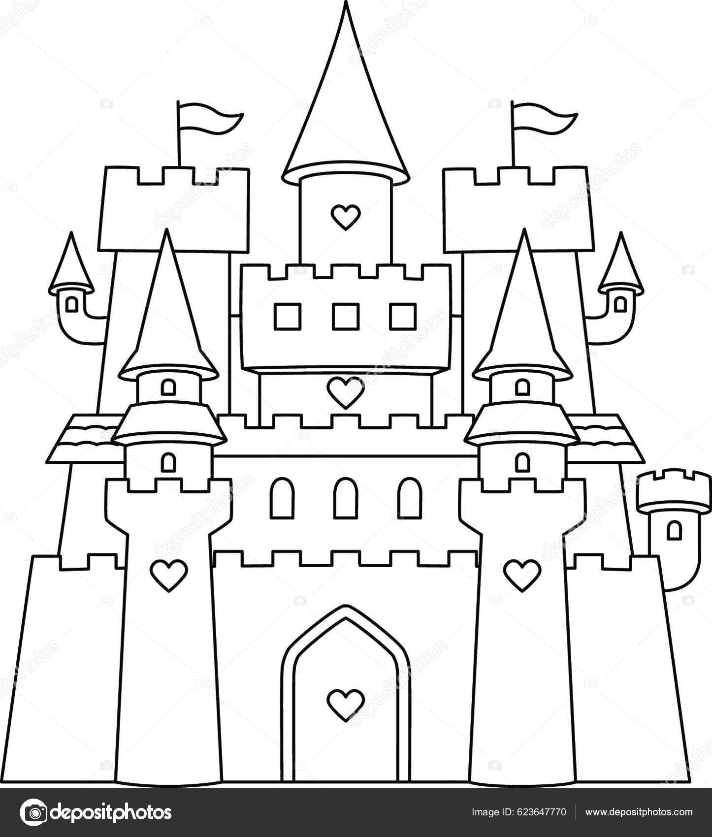 Castle coloring page isolated kids stock vector by yayimages