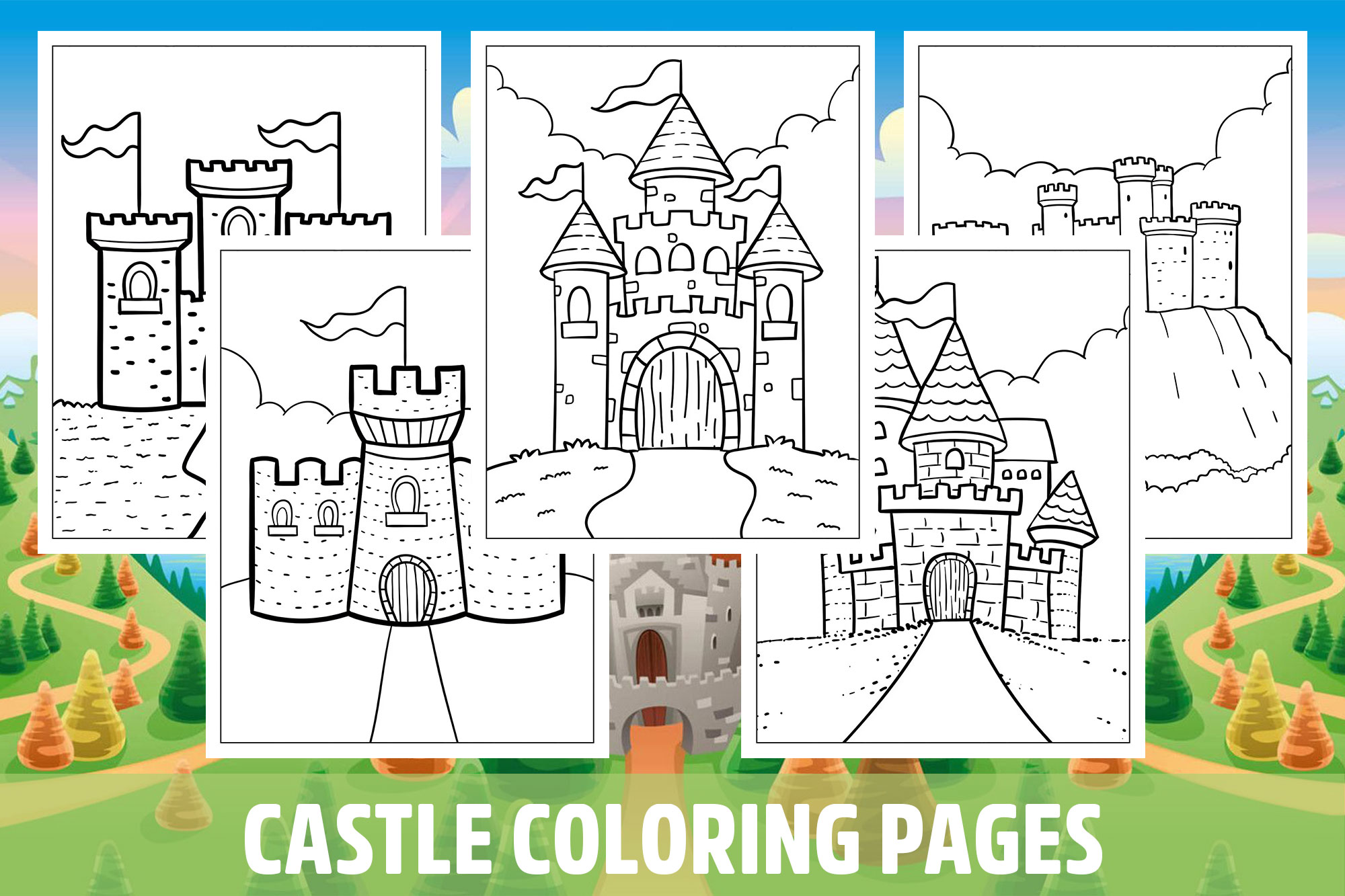 Castle coloring pages for kids girls boys teens birthday school activity made by teachers