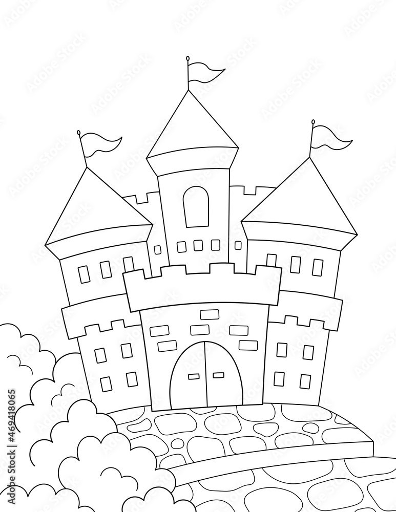 Fairy tale princess castle coloring page for kids you can print it on standard x inch paper illustration