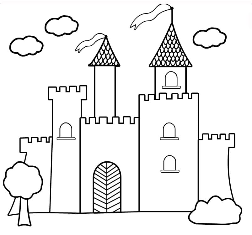 Castle free printable coloring page