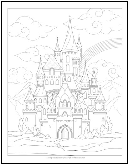 Fancy castle coloring page print it free