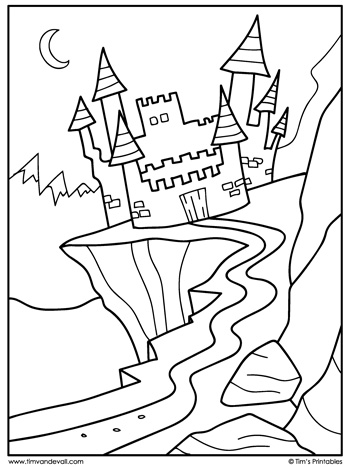 Castle coloring page â tims printables
