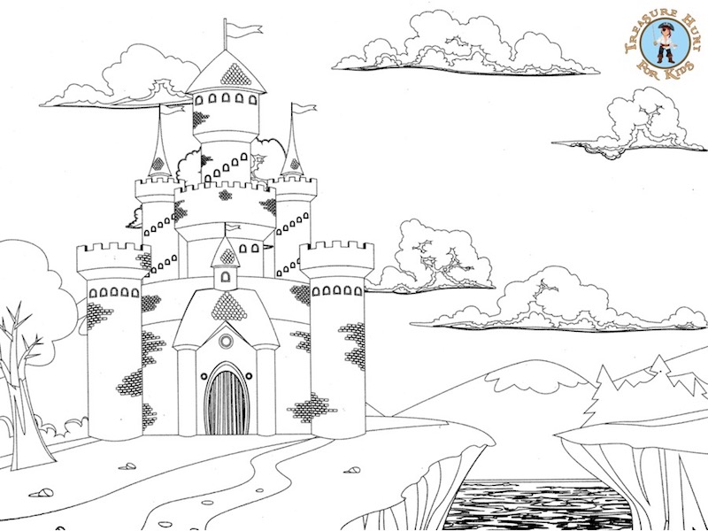 Fortified castle coloring page