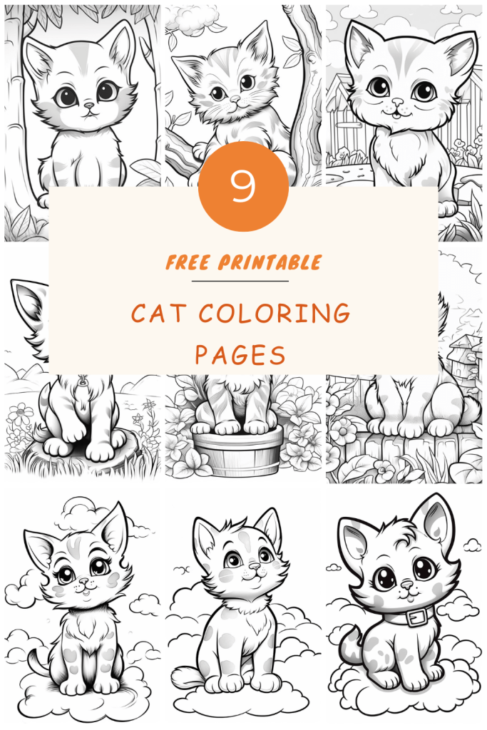 Cat coloring pages hue therapy