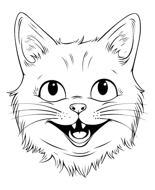 Premium vector cute cartoon cat vector illustration cat coloring page for kids and adults print design tshirt d