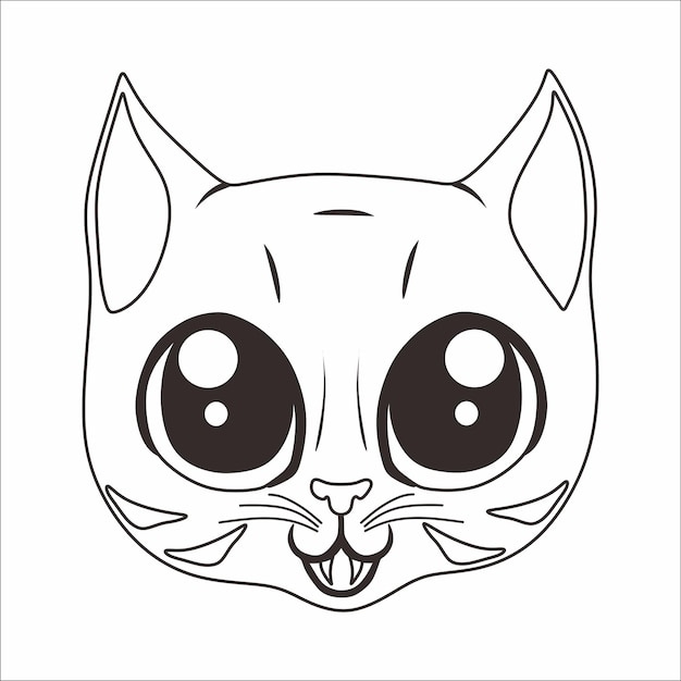 Premium vector cute baby cat face coloring page