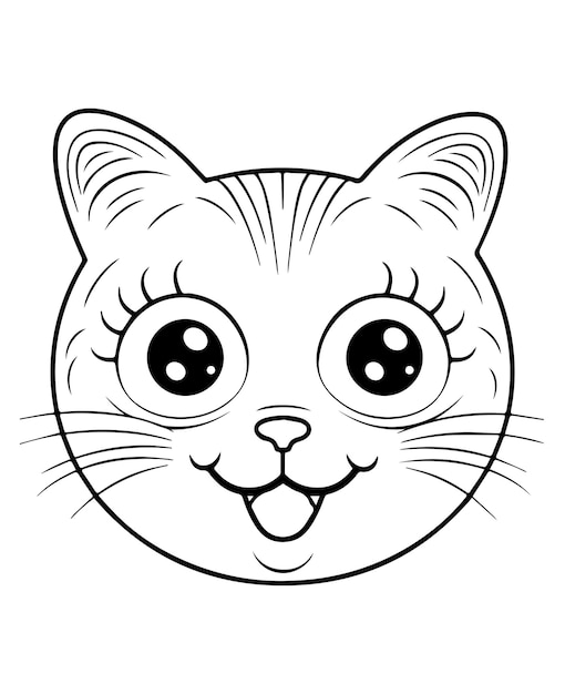 Premium vector cute cartoon cat vector illustration cat coloring page for kids cat mascot design cat logo