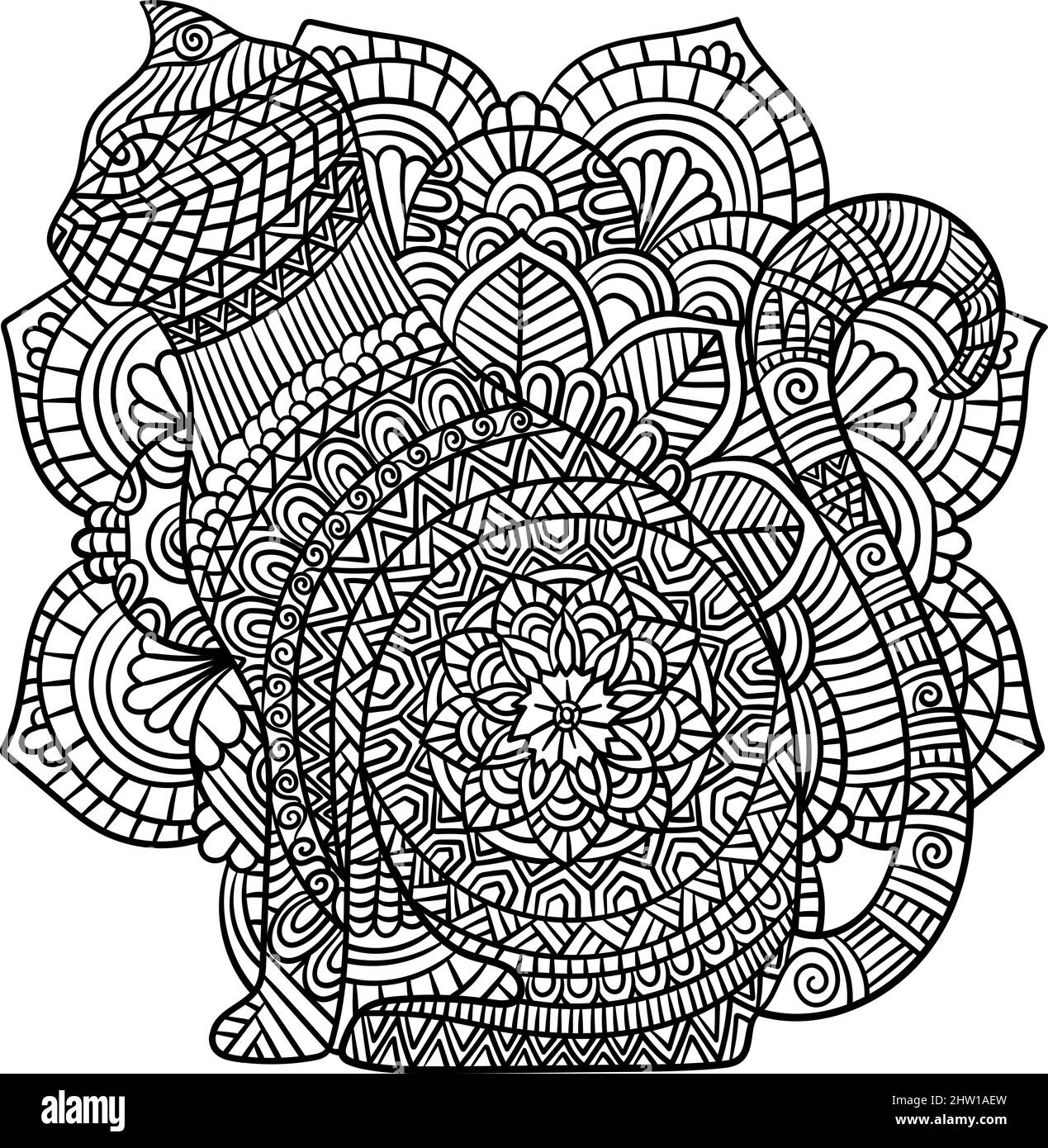 Mandala cat black and white stock photos images