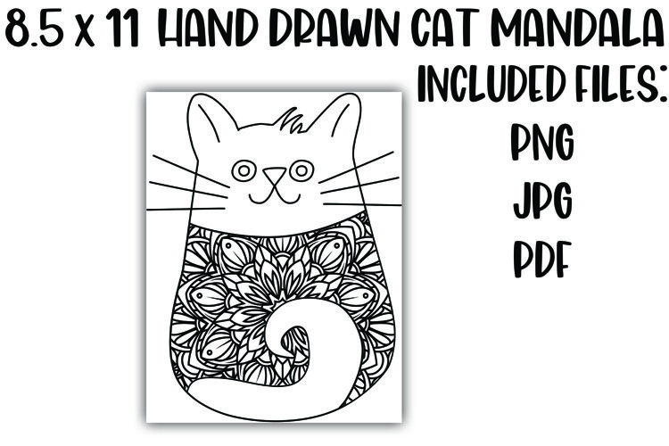 Printable and downloadable cat mandala coloring sheet