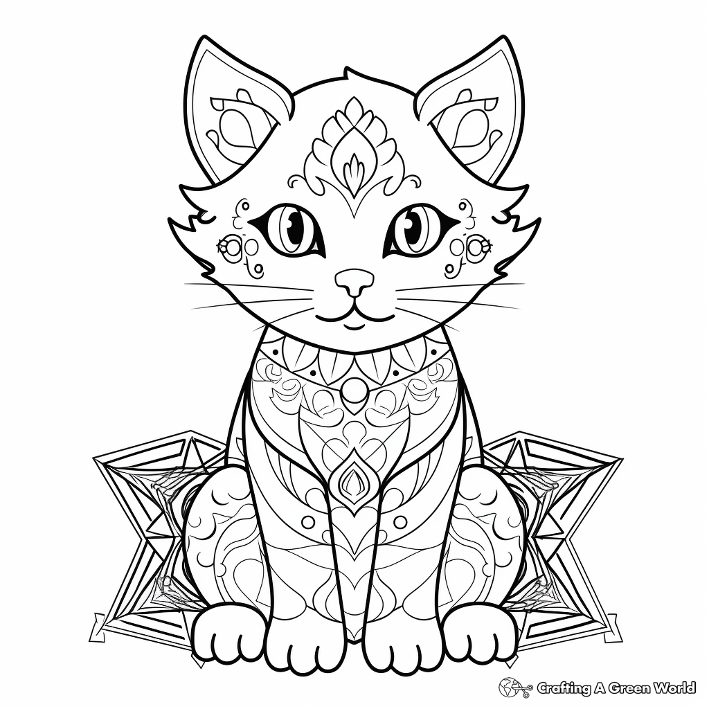 Cat mandala coloring pages
