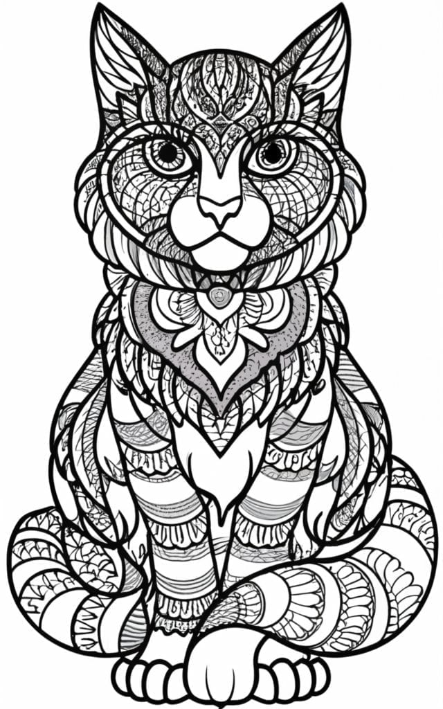 Mandala realistic coloring pages of cats