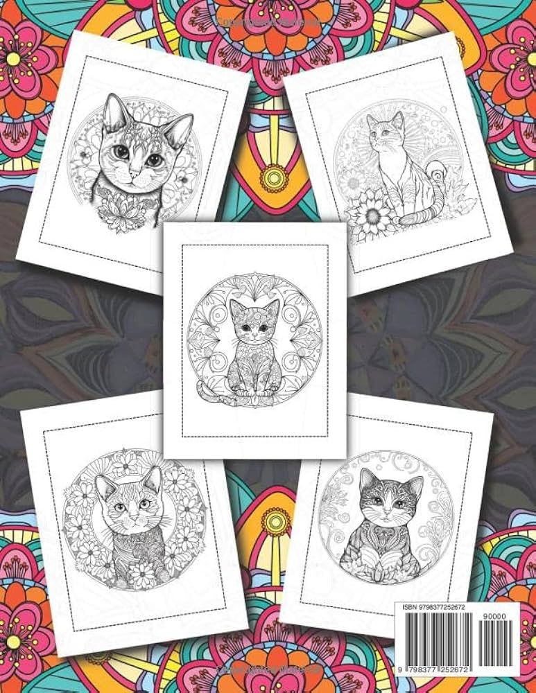 Cat mandala coloring book for adults and kids unique cute mandala cats to color beautiful coloring pages for kids adults relaxation with stress cat lover coloring book mandala