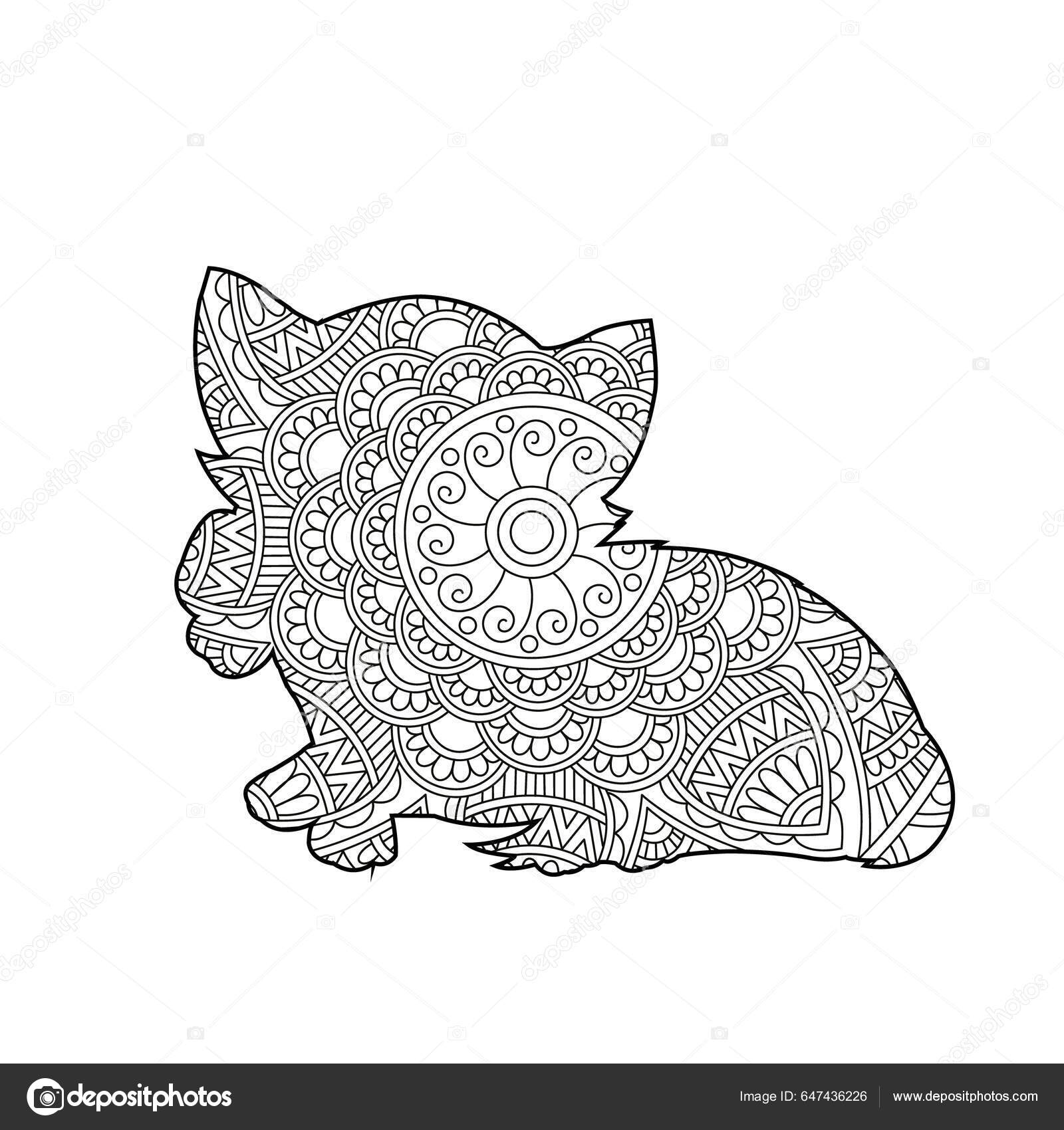 Zentangle cat mandala coloring page adults christmas cat floral animal stock vector by softflora