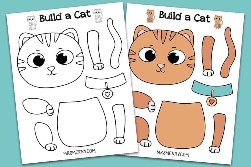 Free printable build a cat craft for kids mrs merry