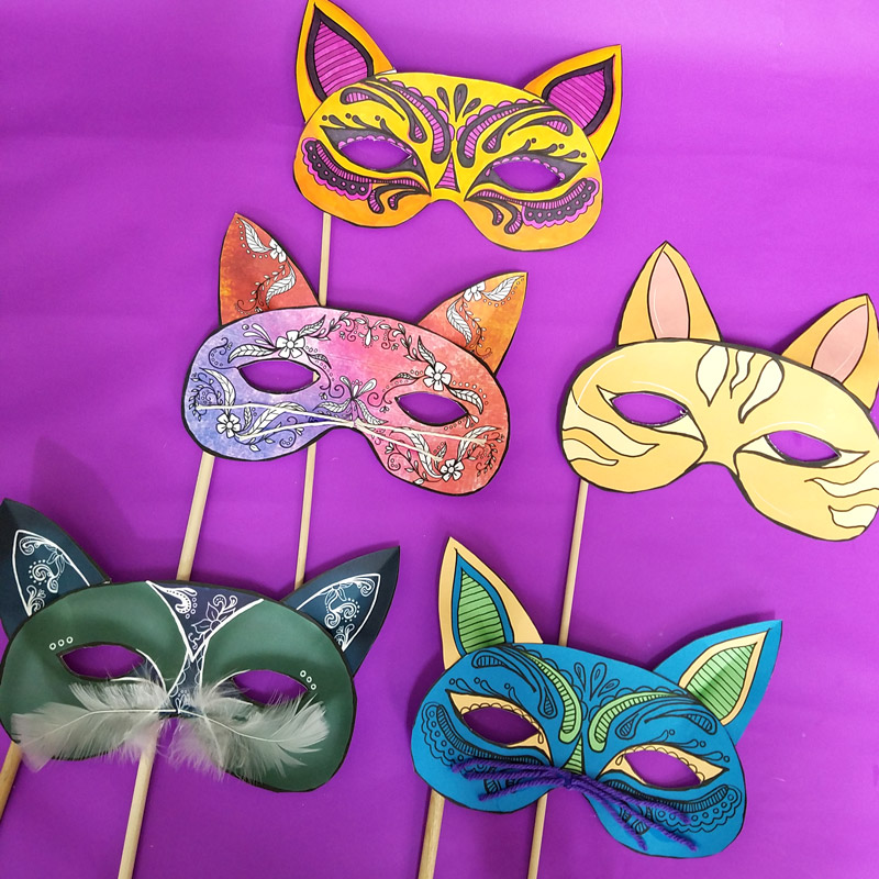 Cat masks printables and paper craft moms and crafters