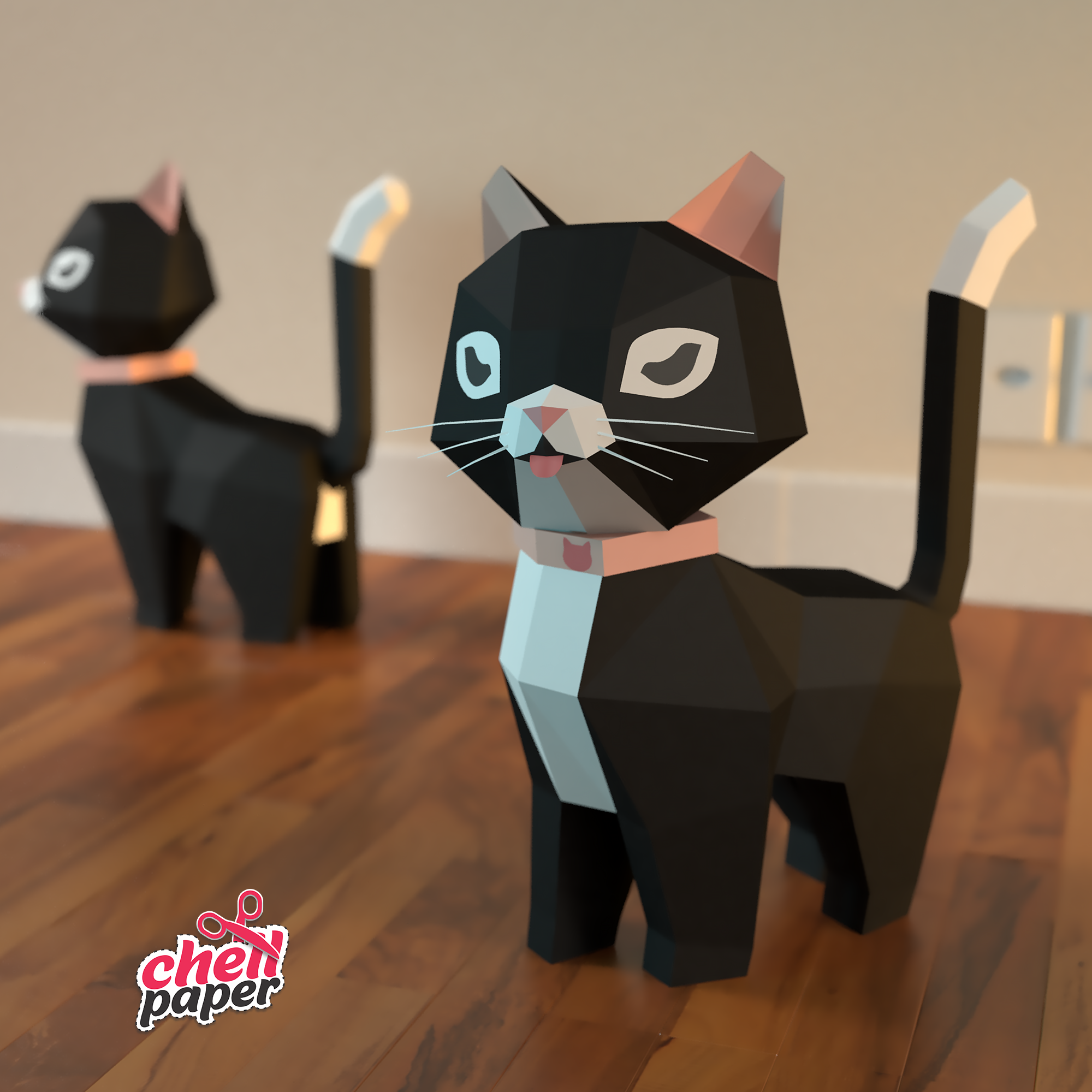 D papercraft cat cat d pdf template papercraft animals cat sculpture pink blue