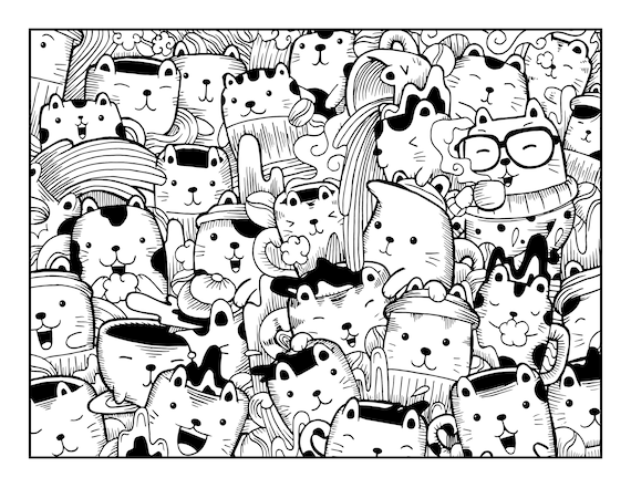 Cat coloring page cat printable coloring pages digital download coloring book pages print from home page cat lover gift instant download