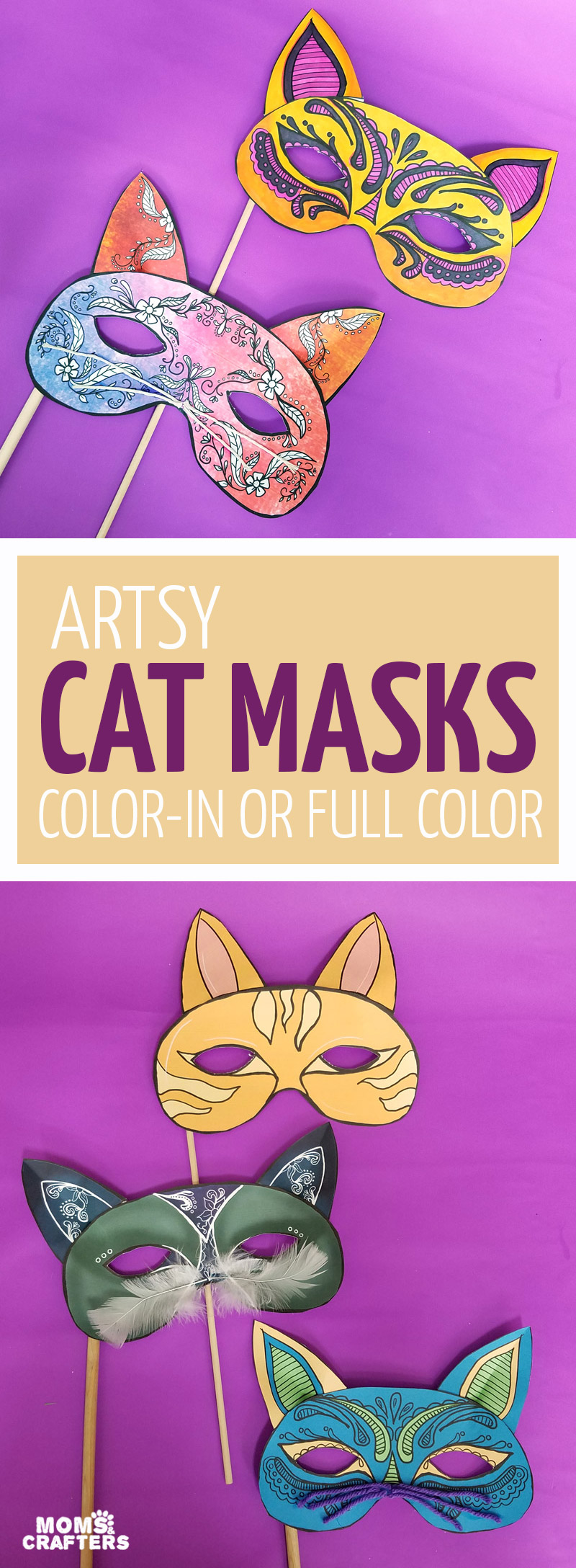 Cat masks printables and paper craft moms and crafters