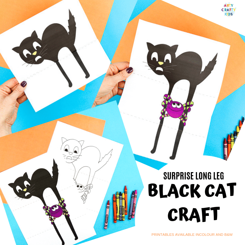 Surprise black cat printable craft