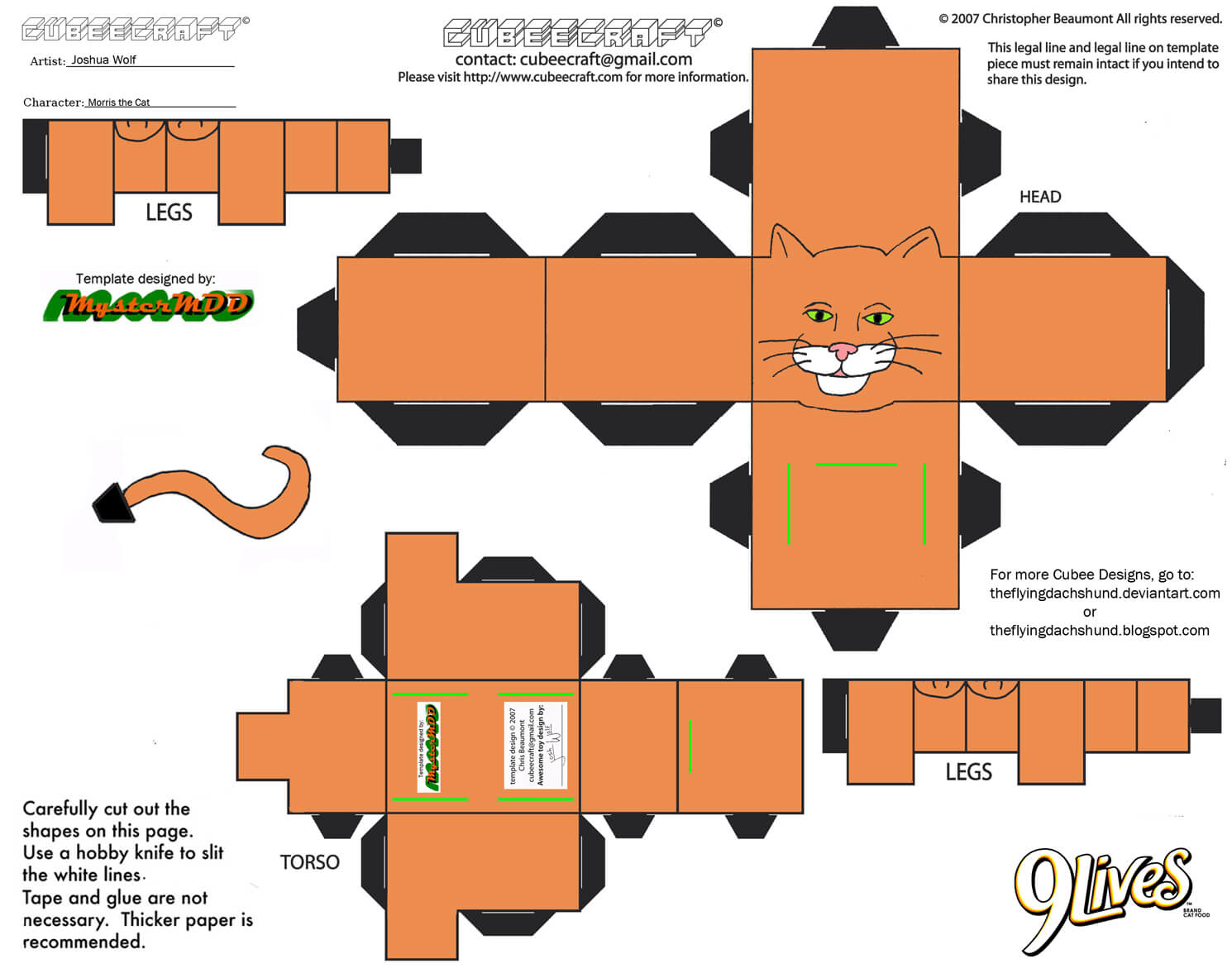 Morris the cat paper toy free printable papercraft templates