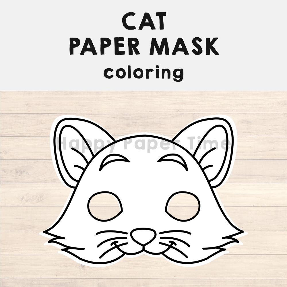 Cat paper mask printable pet animal coloring costume craft activity template made by teachers