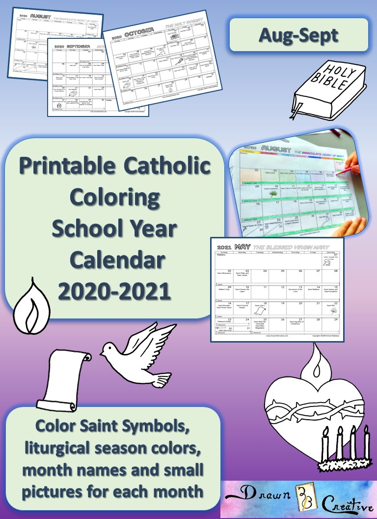 Printable catholic school year calendar to color